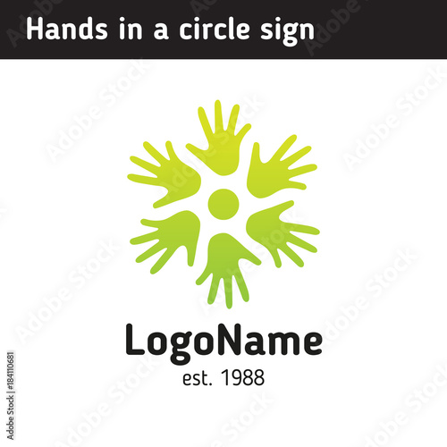 A sign of the hand in a circle, for an educational or charitable organization
