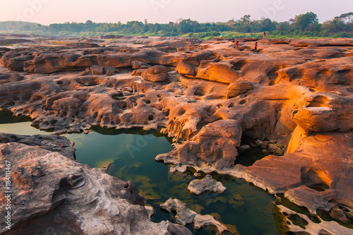 Unseen Thailand stone canyon at Sam Pan Bok in Mae Kong river. Ubonratchathani Province Thailand