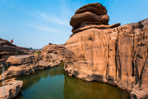 Unseen Thailand stone canyon at Sam Pan Bok in Mae Kong river. Ubonratchathani Province Thailand
