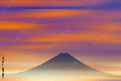 富士山と朝焼け空