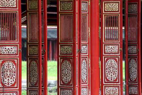 Asian Garden Chinese Vietnamese Illuminated Red Doors  