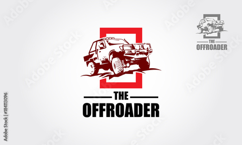 Offroad pickup truck design elements, 4x4 vehicle illustration. Suv car logo template.