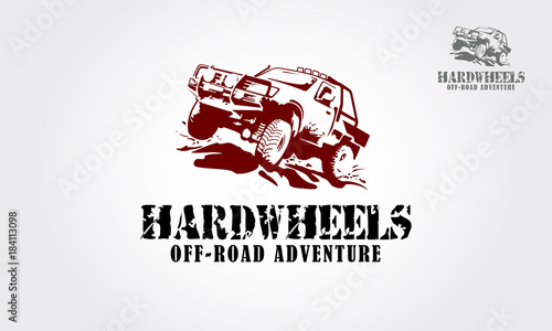Offroad pickup truck design elements. Vector logo illustration.