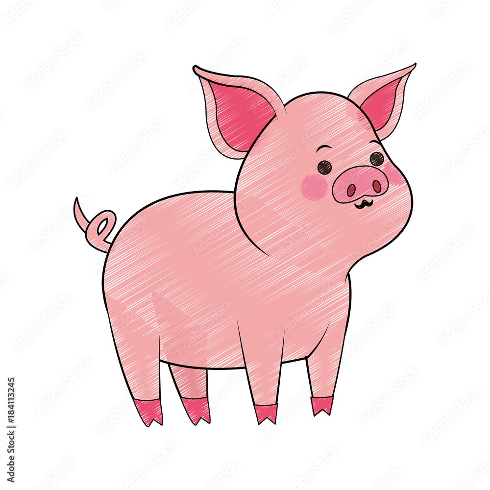 Pig cute cartoon icon vector illustration graphic design icon vector illustration graphic design