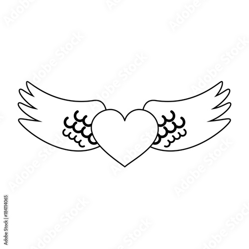 Angels wings with heart icon vector illustration graphic design