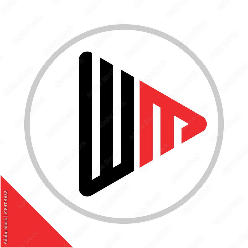 logo icon play button shape with combination of W & M initials logo icon play button shape with combination of W & M initials
