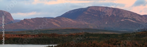 Gros Morne Mountian at sunset photo