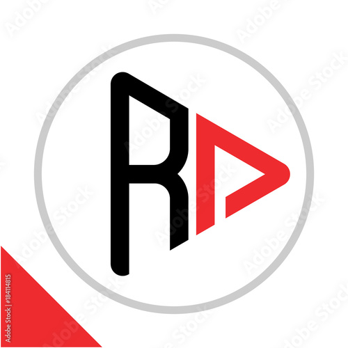 logo icon play button shape with combination of R   A initials