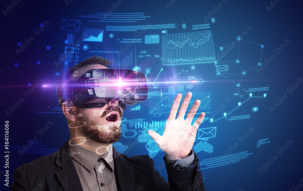 Businessman with virtual reality goggles Businessman with virtual reality goggles