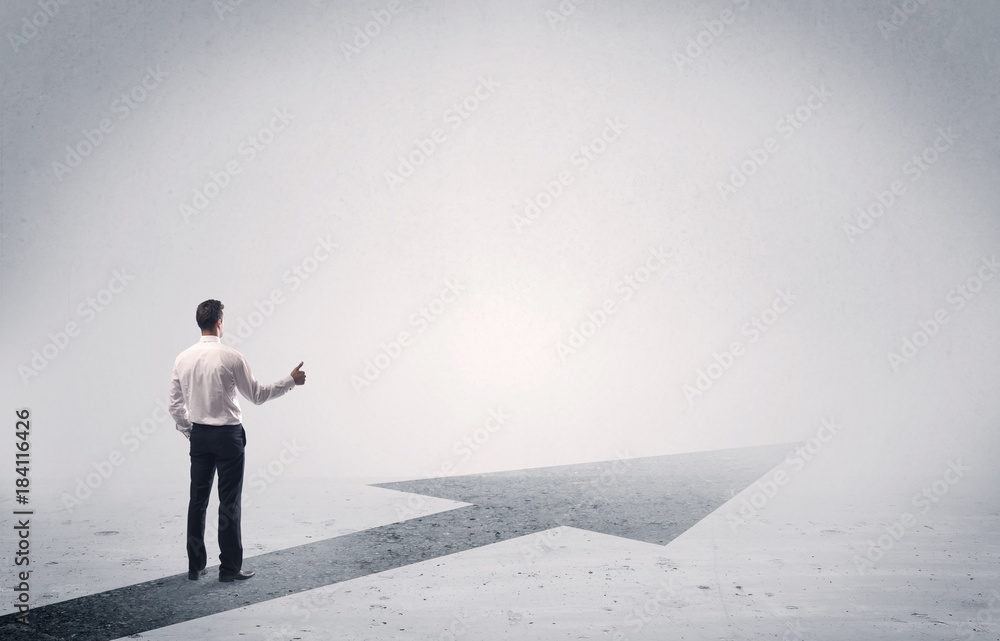 Standing salesman looking ahead with arrow Standing salesman looking ahead with arrow