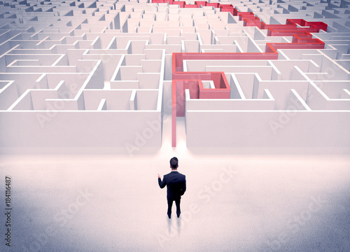 Maze solved for businessman concept photo