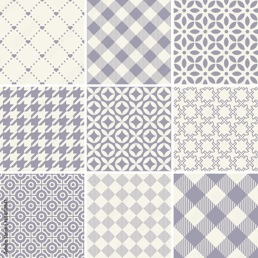 Fototapeta Seamless set of pattern on a plain background
