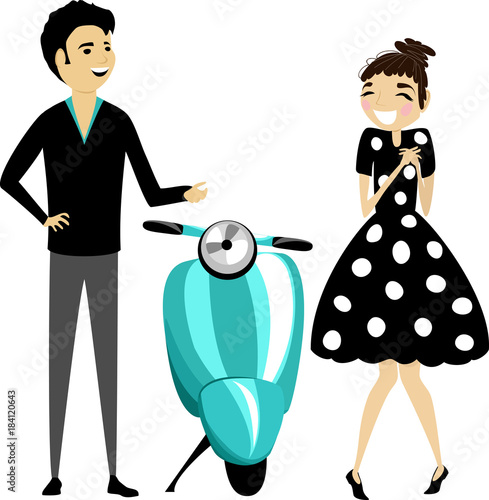 guy girl and scooter