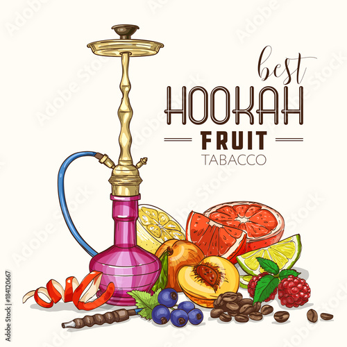 Vector hand drawn hookah