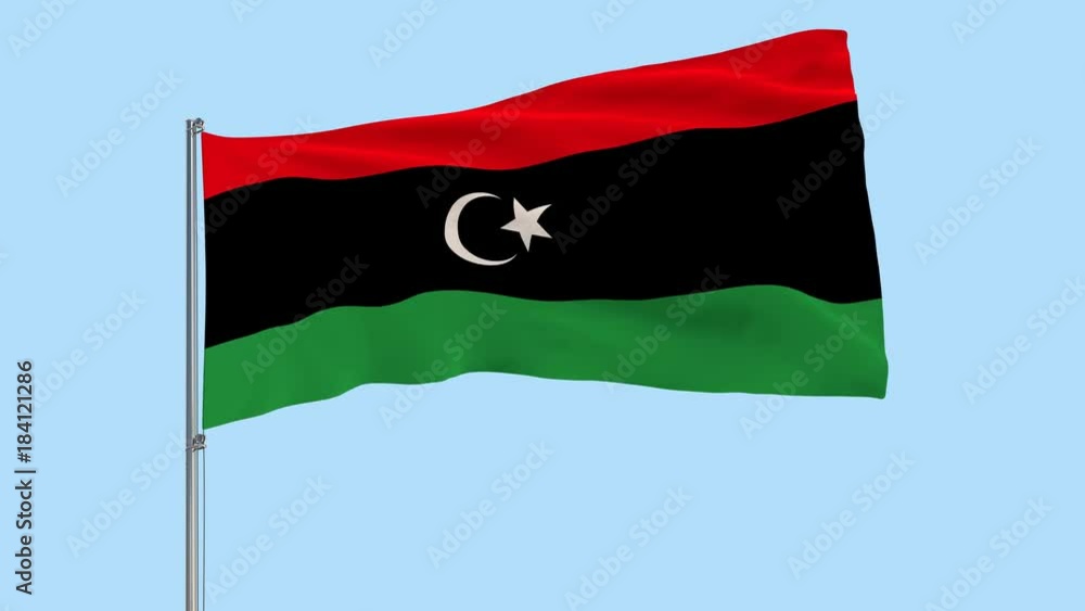 Isolate flag of Sudan on a flagpole fluttering in the wind on a ...