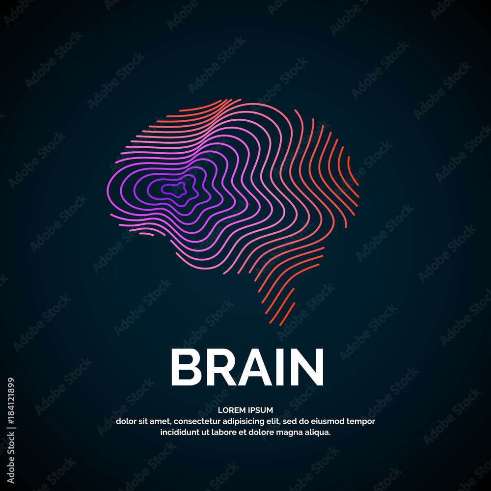 Naklejka premium Vector logo brain color silhouette