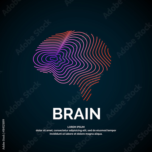 Vector logo brain color silhouette