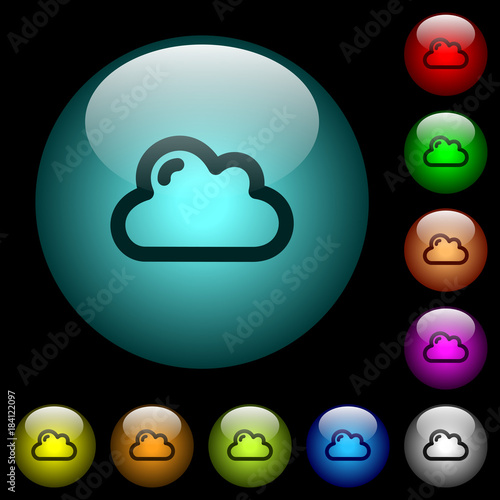 Single cloud icons in color illuminated glass buttons