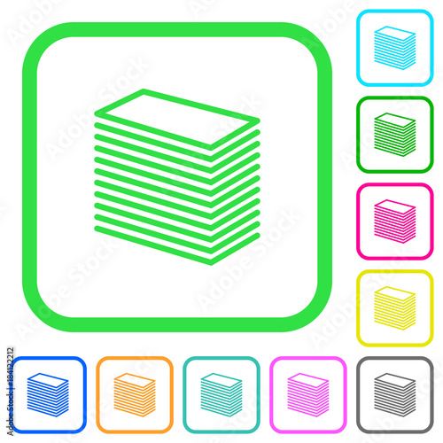 Paper stack vivid colored flat icons icons