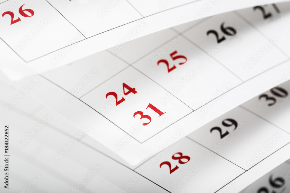 Calendar pages close up business time concept Calendar pages close up business time concept