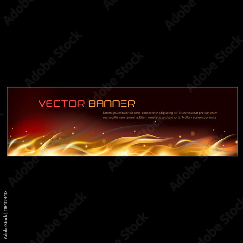 illustration of horisontal fire flame banner