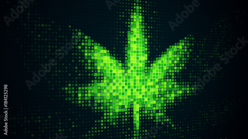 Cannabis leaf shape on monitor