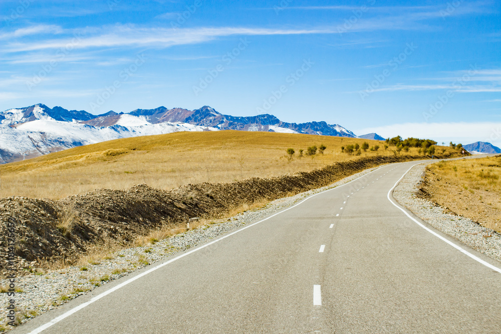 Road to the mountain Elbrus autumn