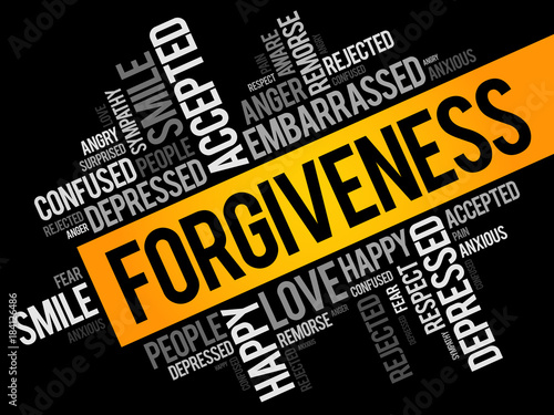 Forgiveness word cloud collage, social concept background