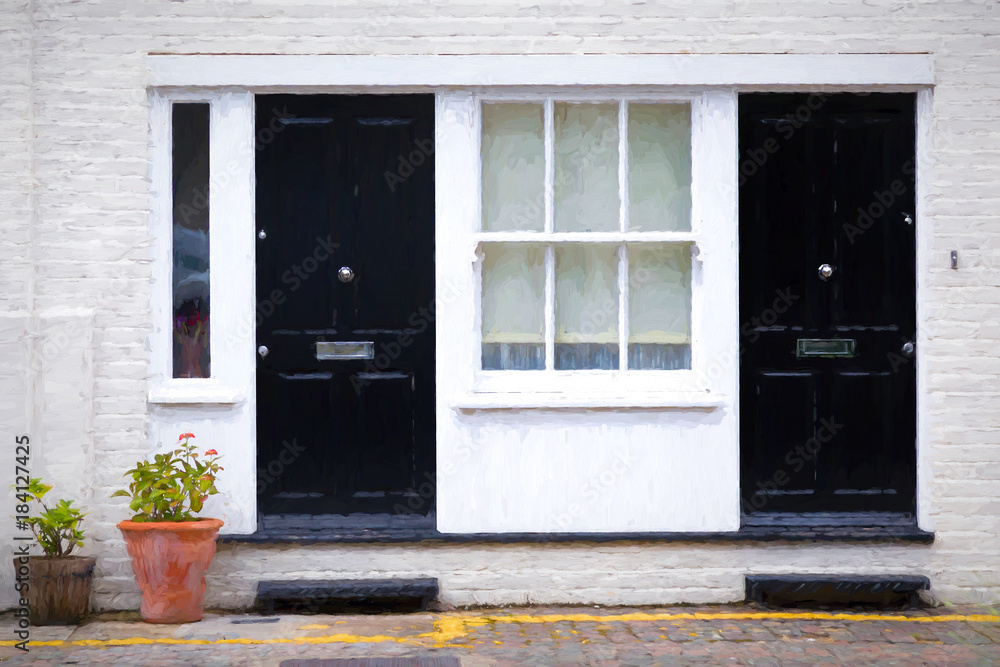 Fototapeta premium London townhouses painting