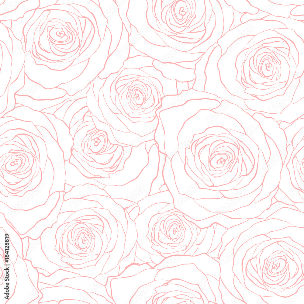 roses seamless vector pattern - obrazy, fototapety, plakaty 