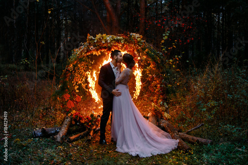 Night wedding ceremony. Outdoor.