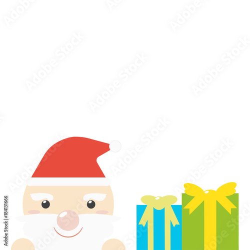 Santa Claus and various gift boxes isolated on white background. Christmas theme flat icon Vector illustration. © visitr