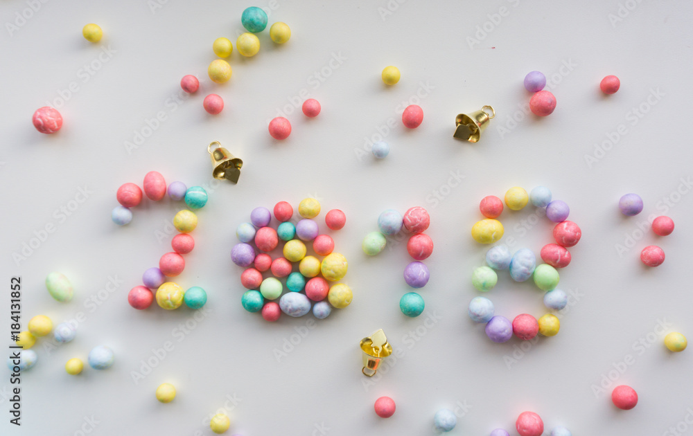 Happy New Year 2018, Concept, Colorful balls. Happy New Year 2018, Concept, Colorful balls.