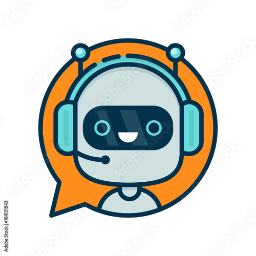 Cute smiling funny robot chat bot 