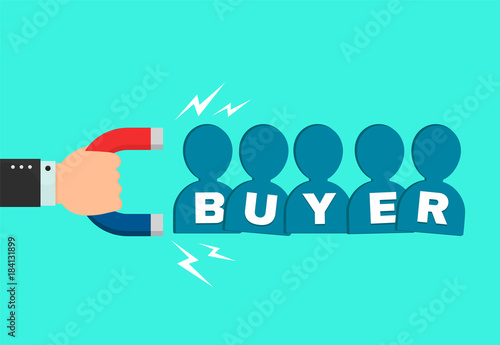 Hand of a businessman with a big magnet 