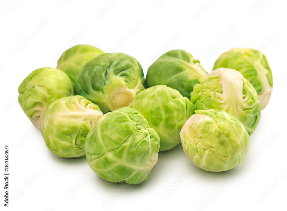 small green cabbage of Brussels sprouts isolated on white background small green cabbage of Brussels sprouts isolated on white background