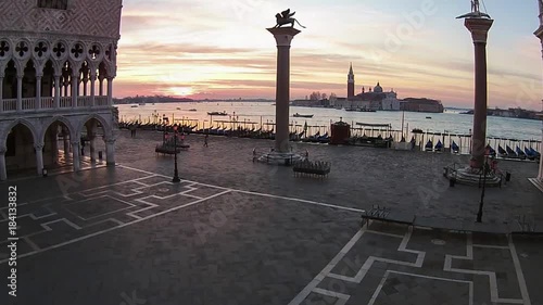 Aerial view of the square, sunrise, Venice italy