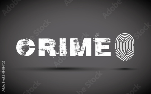 Crime prevention with fingerprint on a black background.