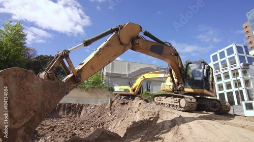 Excavator working on construction site