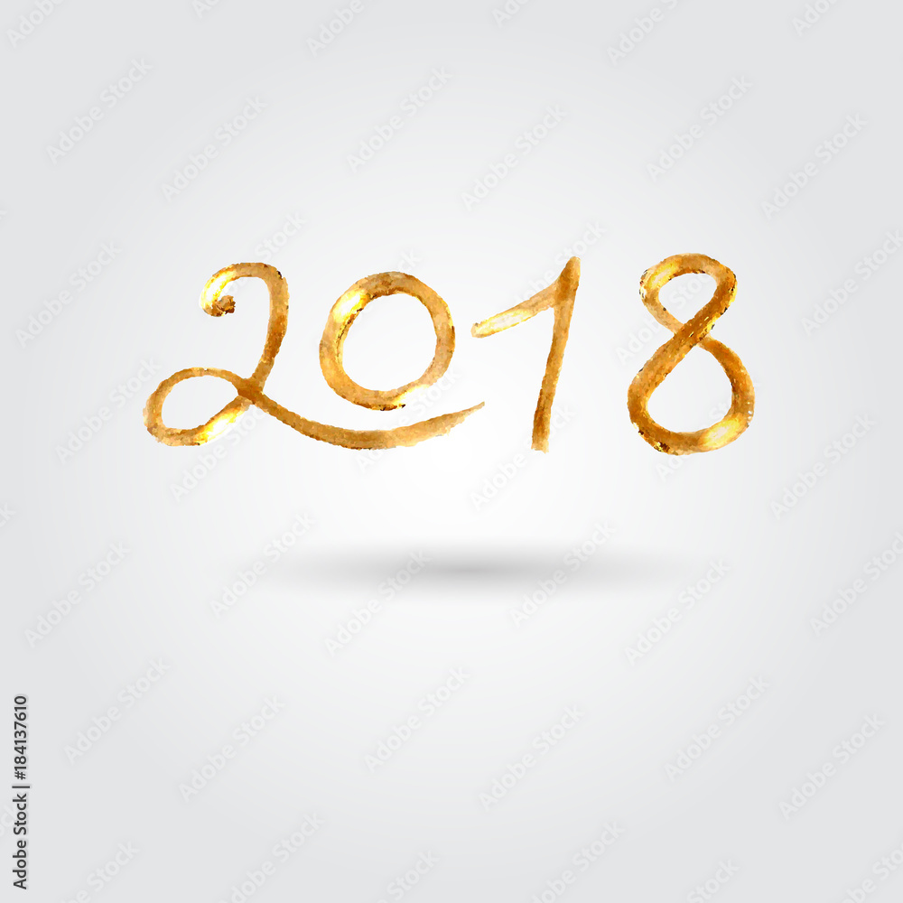 Golden brush stroke 2018. Vector stock, Golden brush stroke 2018. Vector stock,