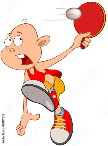 Illustration of Cute Little Boy. Table tennis