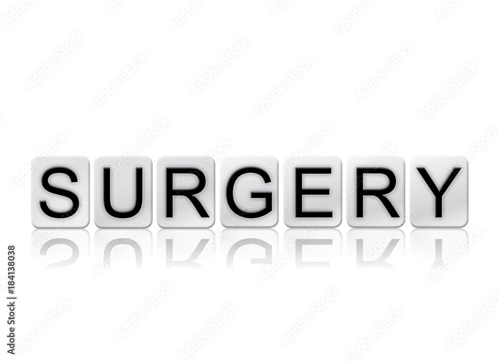 Surgery Concept Tiled Word Isolated on White