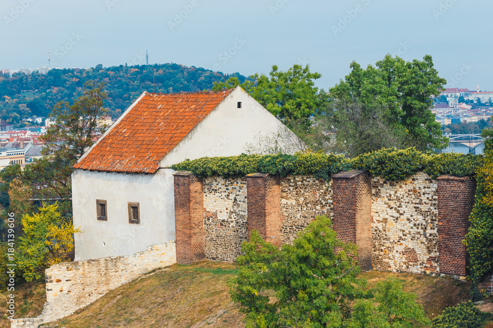 Medieval building on a hill in Vysehrad, Prague, Czech Republic