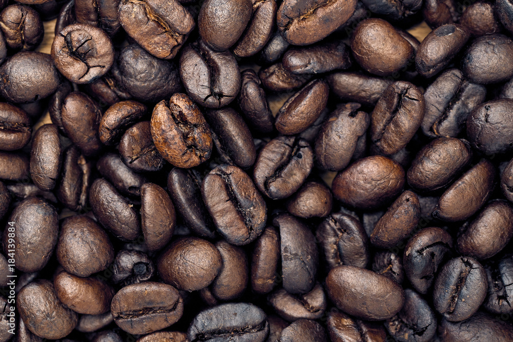 Coffee Beans Background. Close Up Coffee Beans Background. Close Up