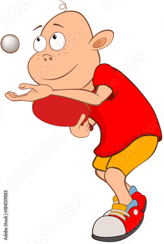 Illustration of Cute Little Boy. Table tennis