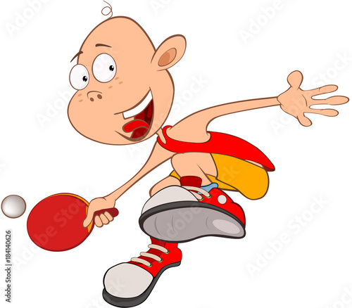 Illustration of Cute Little Boy. Table tennis
