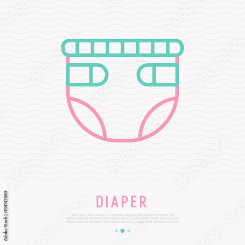 Diaper for baby thin line icon. Modern vector illustration for baby care.