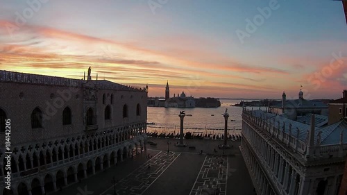 Aerial view of the square, sunrise, Venice italy