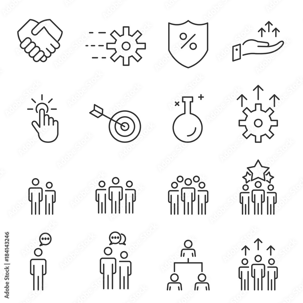 Fototapeta premium People Icons Line Work Group Team Vector