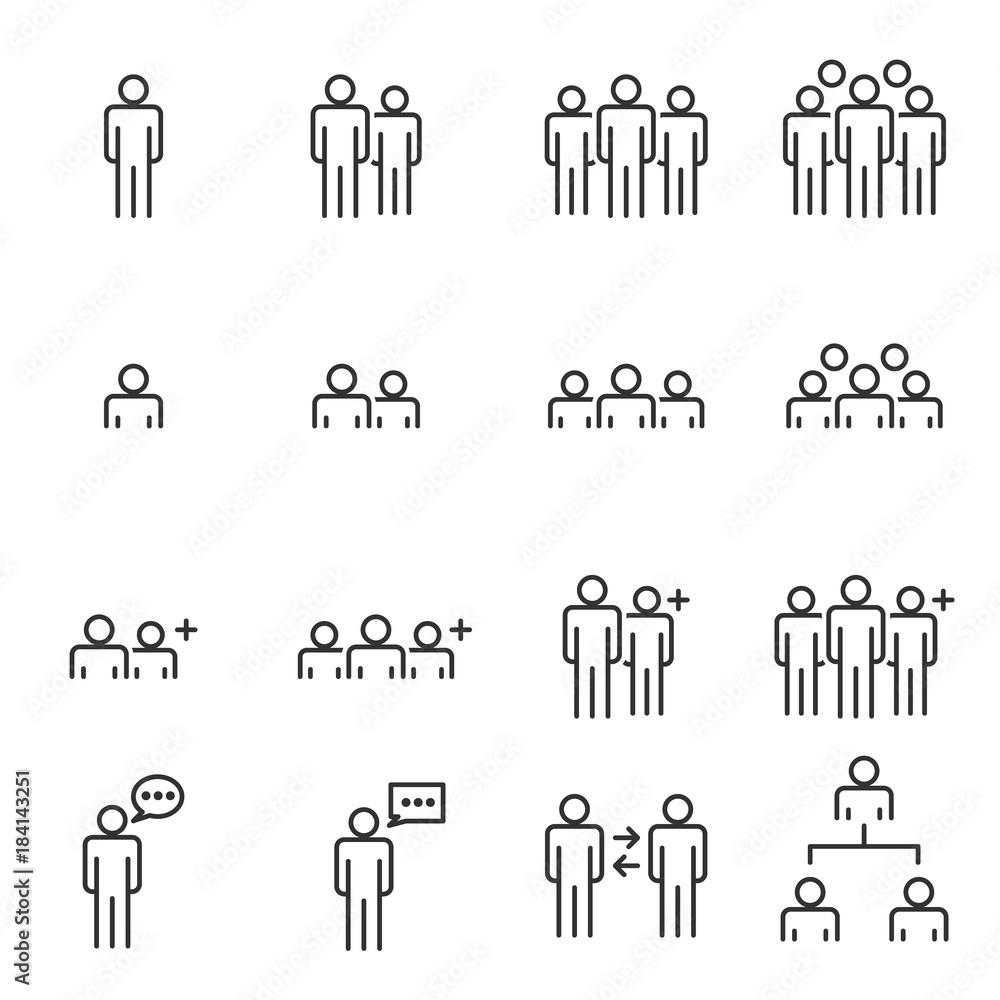 People Icons Line Work Group Team Vector People Icons Line Work Group Team Vector